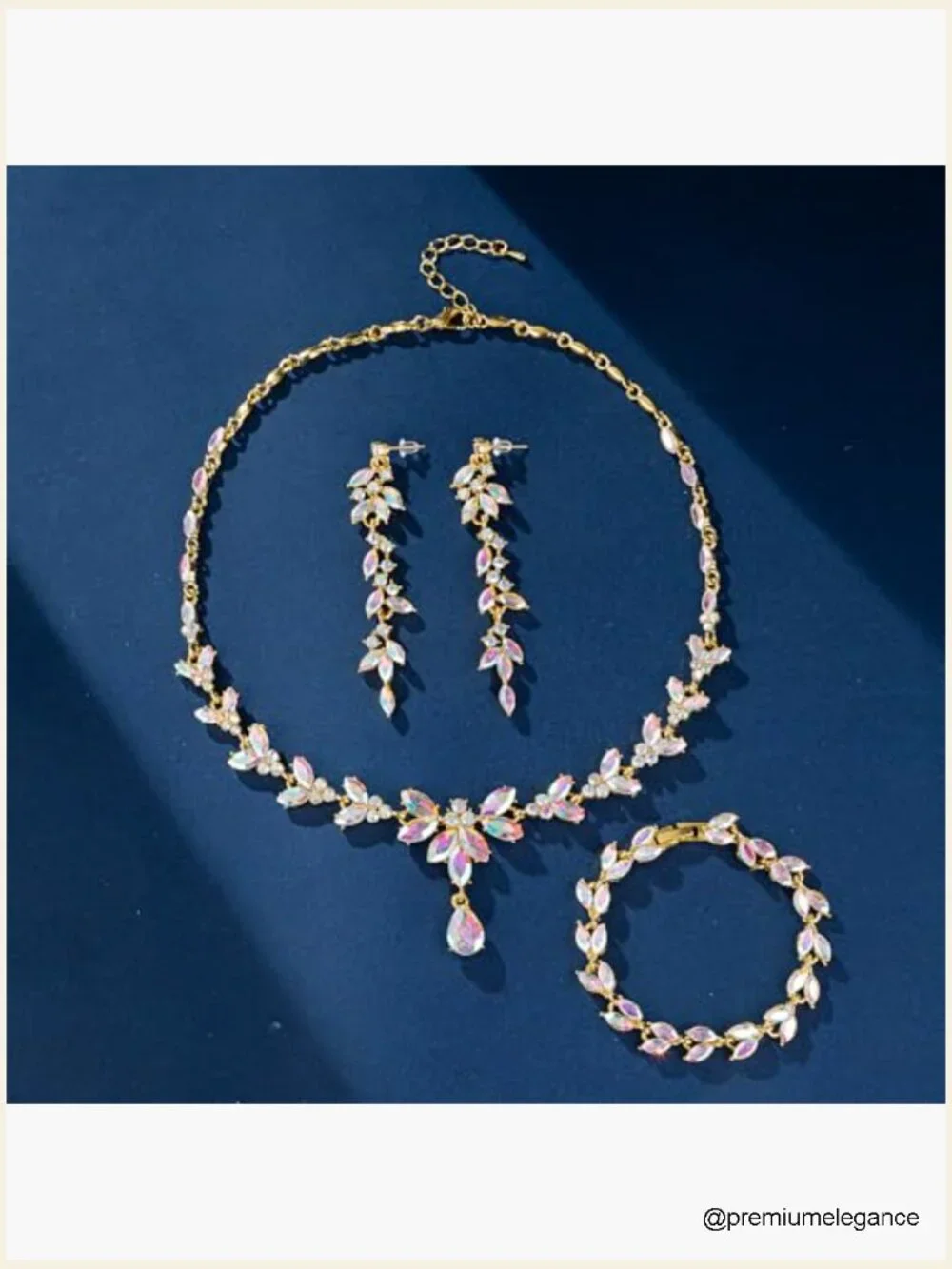 Bridal Jewelry Set - Crystal Necklace Earrings Bracelet Set for Wedding Party